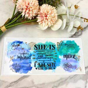 She is (blue) | 16 oz UV DTF Wrap