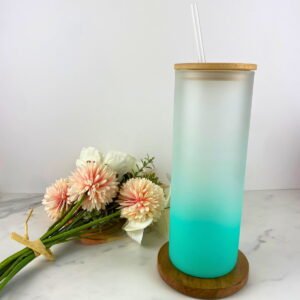 25 oz Frosted Teal Ombre Glass