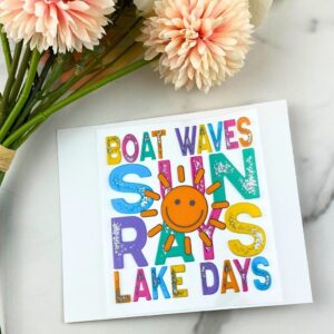 Boat Waves Sun Rays Lake Days | 4″ UV DTF Decal