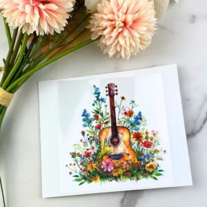 Guitar (floral) | 4″ UV DTF Decal