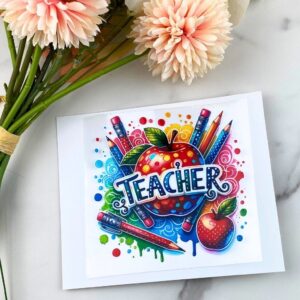 Teacher (apple & pencils) | 4″ UV DTF Decal