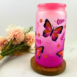 Pink & Orange Butterflies Glass | Completed Bundle