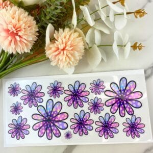 Purple Polka Dot Flowers | 16 oz UV DTF Wrap