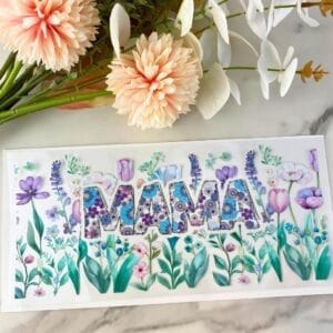 Purple Flower Mama | 16 oz UV DTF Wrap