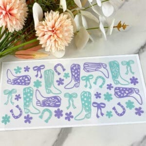 Pastel Cowgirl Boots | 16 oz UV DTF Wrap