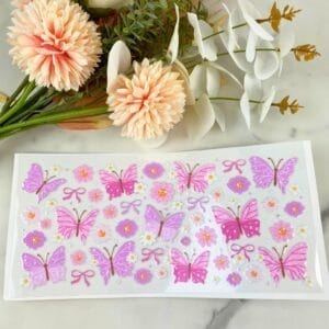 Pink Butterfly2 | 16 oz UV DTF Wrap