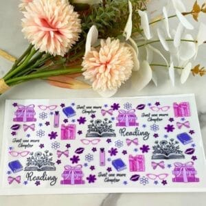 Pink and Purple Books | 16 oz UV DTF Wrap