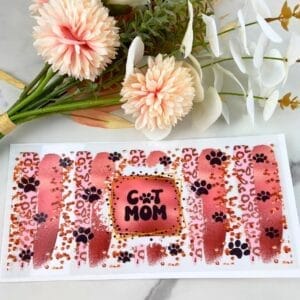 Cat Mom Brush Strokes | 16 oz UV DTF Wrap