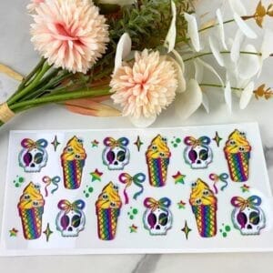 Neon Coffee and Skulls | 16 oz UV DTF Wrap