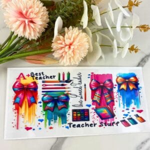Teacher Stuff Brushstrokes | 16 oz UV DTF Wrap