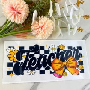 Teacher Checkered | 16 oz UV DTF Wrap