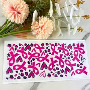 Breast Cancer Ribbons | 16 oz UV DTF Wrap