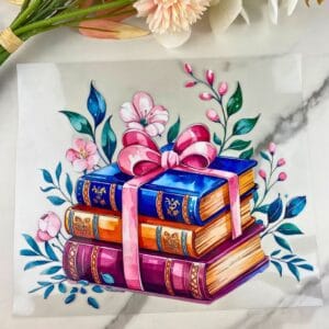 Colorful Bookstack | 20/25 oz UV DTF Wrap