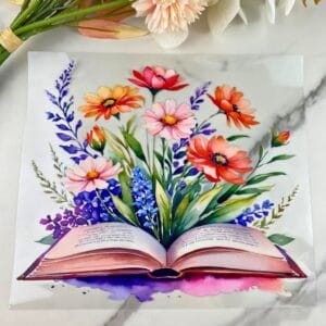 Book with Wildflowers | 20/25 oz UV DTF Wrap