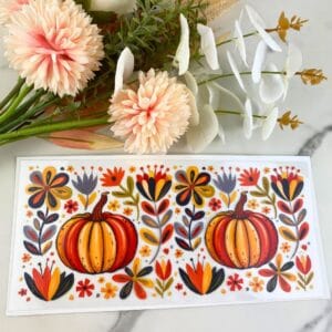 Floral Pumpkins | 16 oz UV DTF Wrap