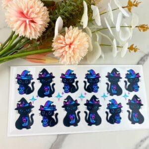 Iridescent Black Cats | 16 oz UV DTF Wrap