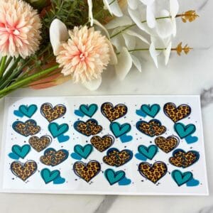 Teal and Leopard Hearts | 16 oz UV DTF Wrap