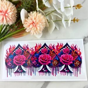 Pink Spade Roses | 16 oz UV DTF Wrap