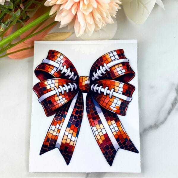 Shiny Football Bow | 4" UV DTF Decal