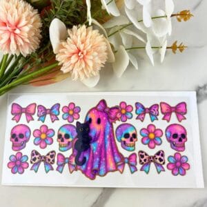 Colorful Ghost and Cat Floral