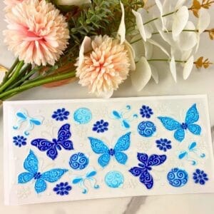 Blue Winter Butterfly | 16 oz UV DTF Wrap
