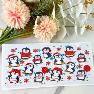 Christmas Penguins | 16 oz UV DTF Wrap