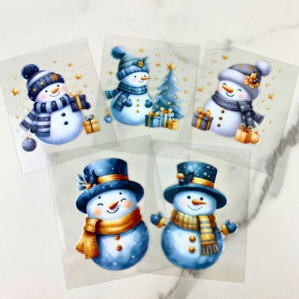 Gold and Black Snowman Bundle | 3" UV DTF Ornament Decal