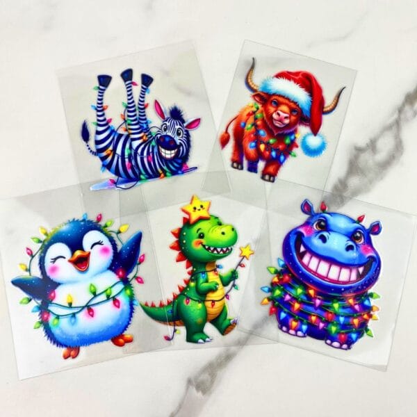 Cute Animals in Lights Bundle | 3" UV DTF Ornament Decal