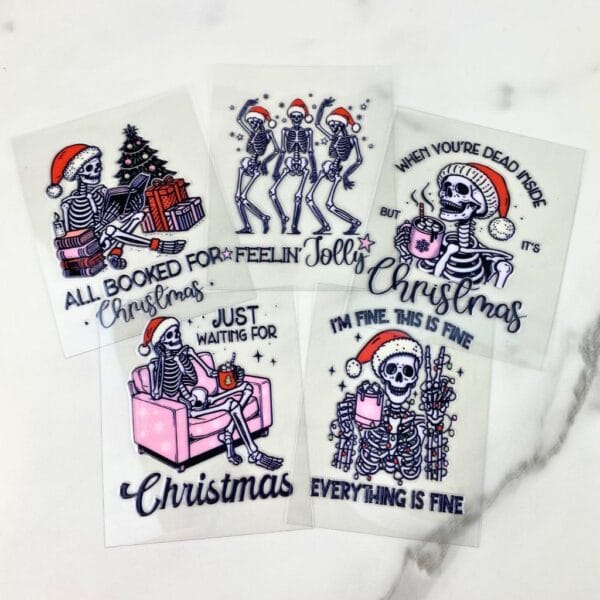 Christmas Skeleton Bundle | 3" UV DTF Ornament Decal