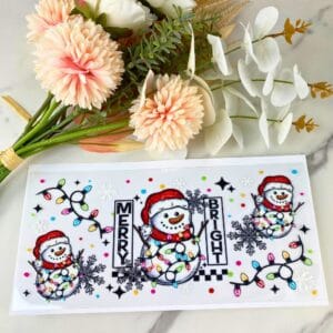 Merry and Bright Snowmen | 16 oz UV DTF Wrap