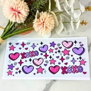 XOXO Hearts and Stars | 16 oz UV DTF Wrap