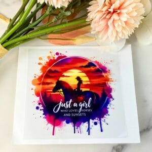 Loves Sunsets and Horses | 4" UV DTF Decal