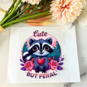 Cute But Feral Raccoon | 4" UV DTF Decal