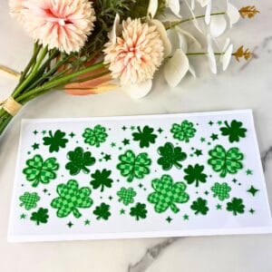 Checkered Shamrock | 16 oz UV DTF Wrap