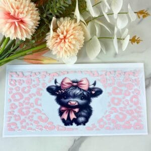 Black Cow Pink Leopard | 16 oz UV DTF Wrap