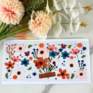 Peach and Blue Wildflowers | 16 oz UV DTF Wrap