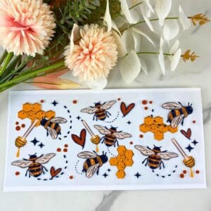 Bees Honey Hearts  | 16 oz UV DTF Wrap