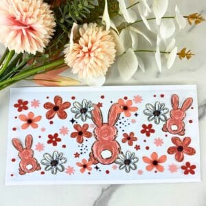 Blush Floral Bunny | 16 oz UV DTF Wrap