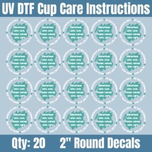 Teal and White 2" Cup Care Instructions | Element Sheet