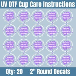 Purple and White 2" Cup Care Instructions | Element Sheet