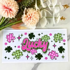 Lucky Plaid Clovers | 16 oz UV DTF Wrap