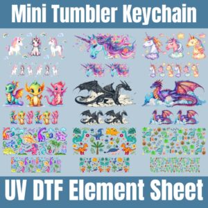 Unicorn Dino Dragon Mini Tumbler | Element Sheet