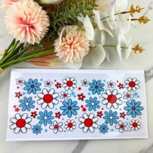 Red White Blue Floral | 16 oz UV DTF Wrap