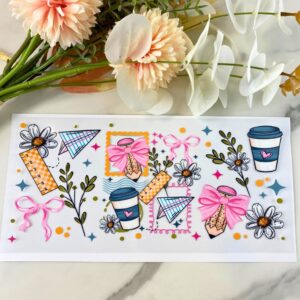 Teacher Floral and Bows | 16 oz UV DTF Wrap