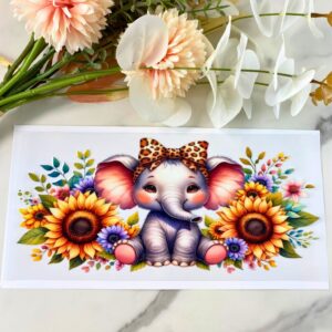 Floral Elephant | 16 oz UV DTF Wrap