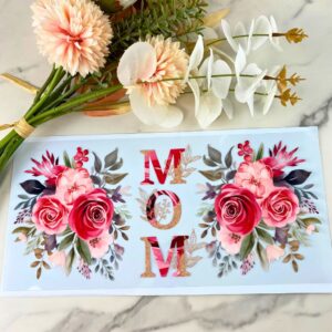 Mom Pink and Gold Floral | 40 oz UV DTF Wrap
