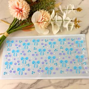 Blue Bow Floral | 40 oz UV DTF Wrap