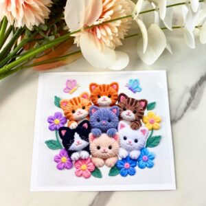 Faux Yarn Cat | 4″ UV DTF Decal