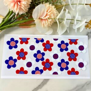 Red White Blue Floral2 | 16 oz UV DTF Wrap