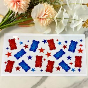 Red and Blue Bears | 16 oz UV DTF Wrap